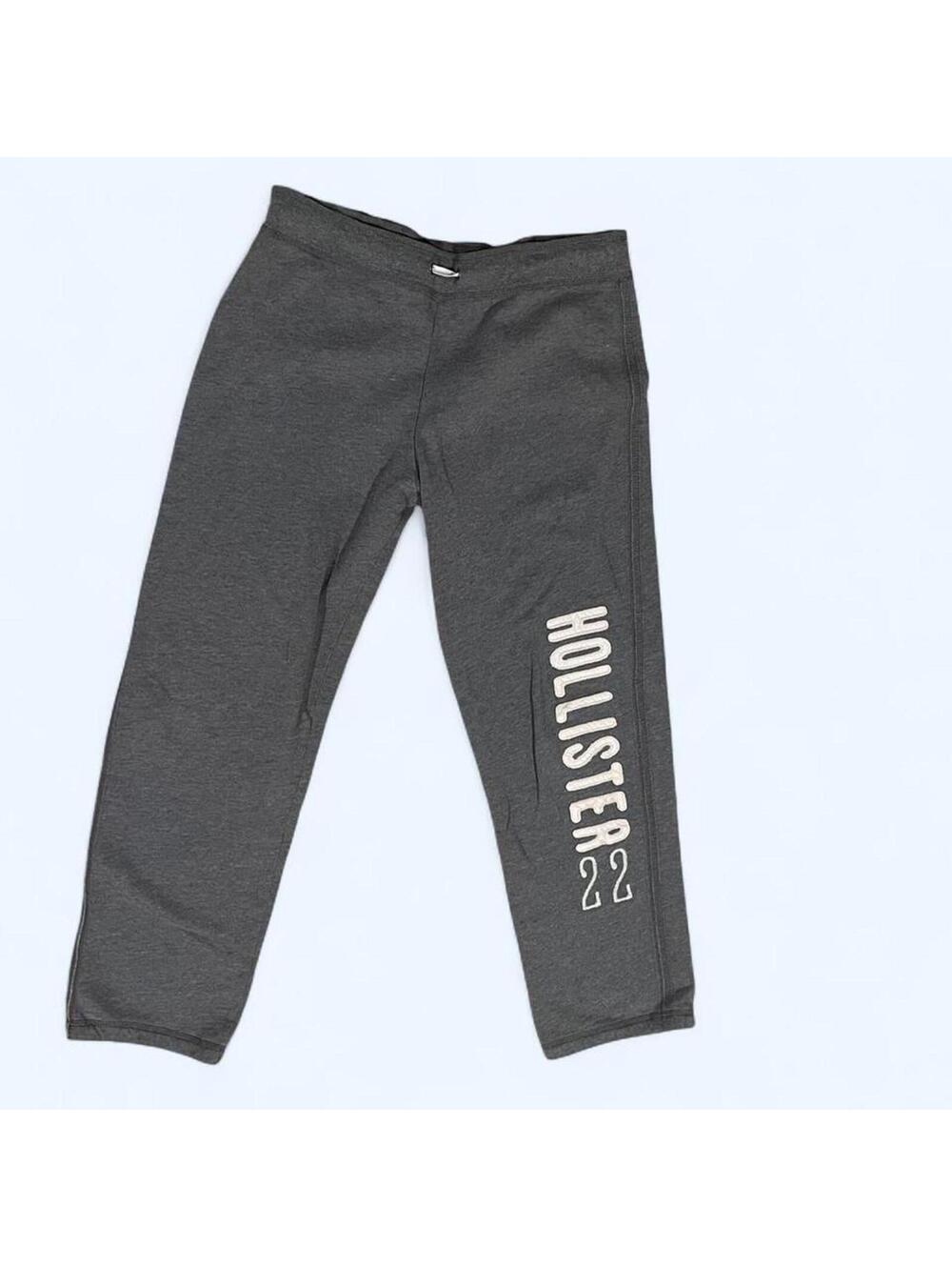 Hollister grey sweatpants with white logo size xs/ S